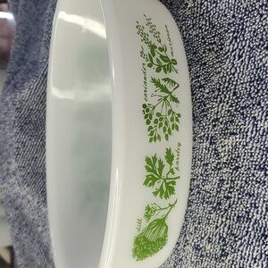 Vintage Glasbake Herb Garden Milk Glass J235 Casserole Dish 1 Quart